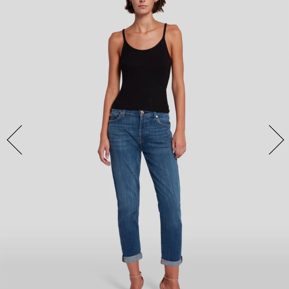 7 for all mankind boyfriend jeans. Medium wash. Super comfortable.
